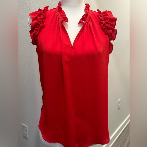 LOFT Ruffle Top in Gorgeous Red Size Small - Picture 1 of 2